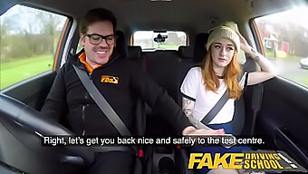 Fake Driving School: Redhead Teen'S Oral And Riding Skills