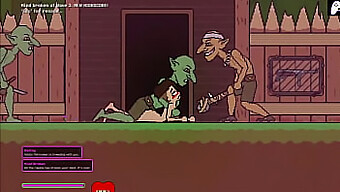 Japanse Hentai-Game Met Een Naakte Vrouwelijke Hoofdrolspeler Die Geile Goblins Bestrijdt En Ruwe Seks En Zaadconsumptie Verdraagt