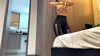 Fitness Model'S Private Prep Routine Caught On Spy Camera (Leggy, Voluptuous Latina).