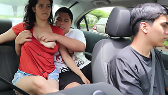 Big Tits Couple Can'T Wait For Sex And Fucks In The Car