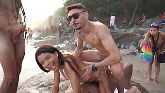 Bianca Dantas Engages In Public Sex With Multiple Partners On An Overcrowded Beach